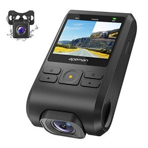 APEMAN Dash Cam Front and Rear 1080P Full HD Dual Car Camera, Lens 170° Wide Angle Lens Work With GPS, G-sensor, WDR, Night Vision, Motion Detection, Parking Monitoring